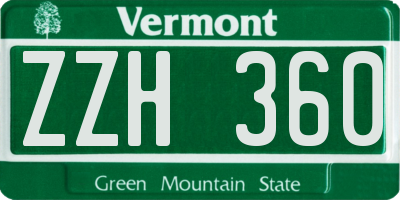 VT license plate ZZH360