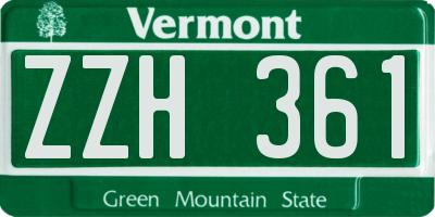 VT license plate ZZH361