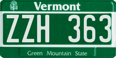 VT license plate ZZH363