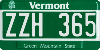 VT license plate ZZH365