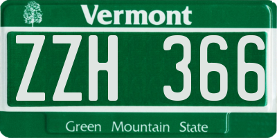 VT license plate ZZH366