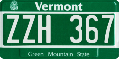 VT license plate ZZH367