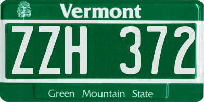 VT license plate ZZH372