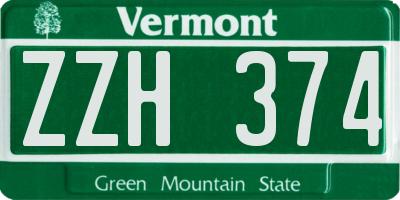 VT license plate ZZH374
