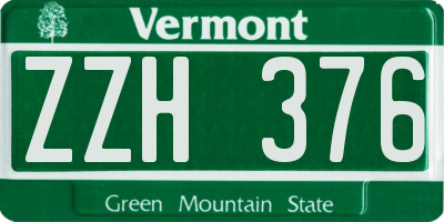 VT license plate ZZH376