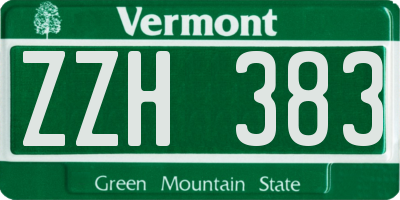 VT license plate ZZH383