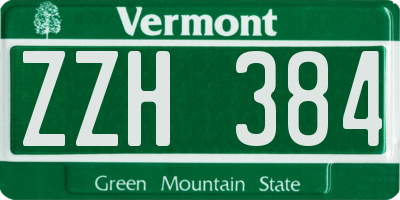 VT license plate ZZH384