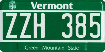 VT license plate ZZH385