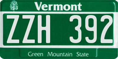 VT license plate ZZH392