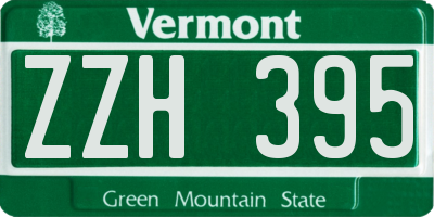 VT license plate ZZH395