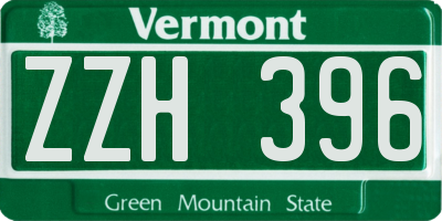 VT license plate ZZH396