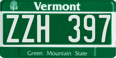 VT license plate ZZH397