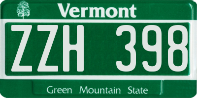 VT license plate ZZH398