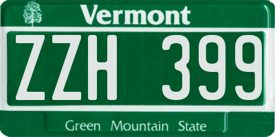 VT license plate ZZH399