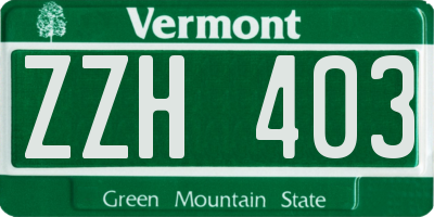 VT license plate ZZH403