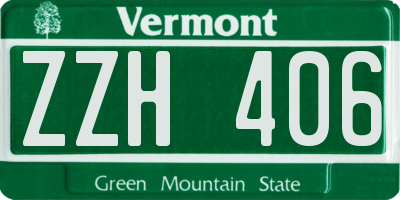 VT license plate ZZH406