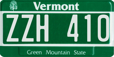 VT license plate ZZH410