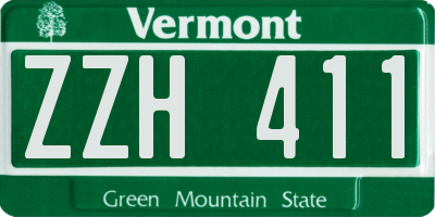 VT license plate ZZH411
