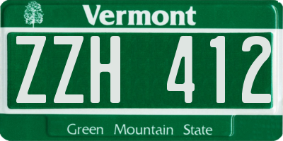 VT license plate ZZH412