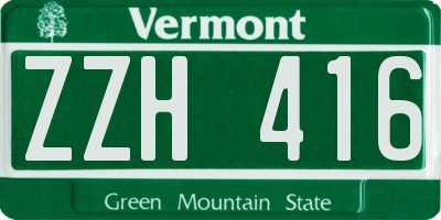 VT license plate ZZH416