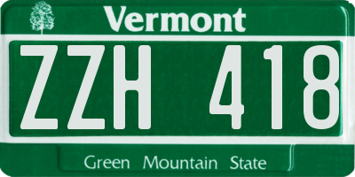 VT license plate ZZH418