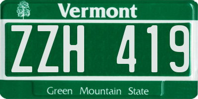VT license plate ZZH419