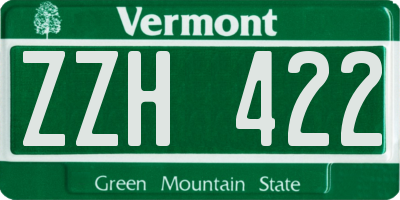 VT license plate ZZH422