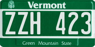 VT license plate ZZH423