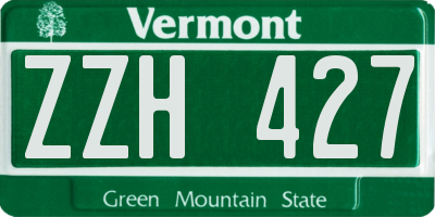VT license plate ZZH427