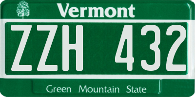 VT license plate ZZH432