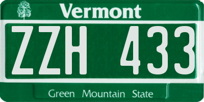 VT license plate ZZH433