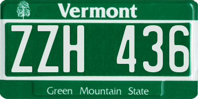 VT license plate ZZH436