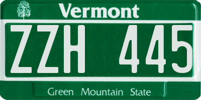 VT license plate ZZH445