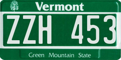 VT license plate ZZH453
