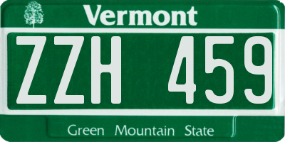 VT license plate ZZH459