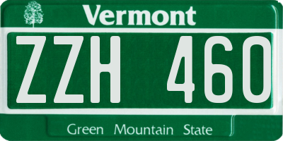 VT license plate ZZH460