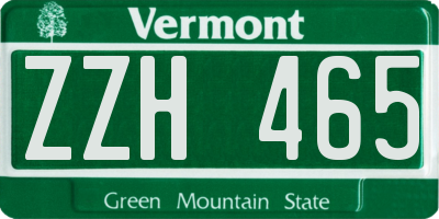 VT license plate ZZH465