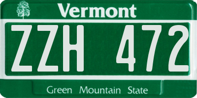 VT license plate ZZH472