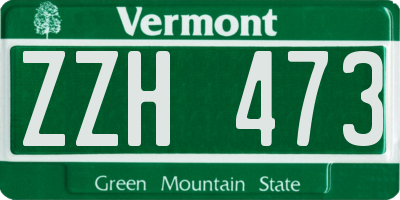 VT license plate ZZH473