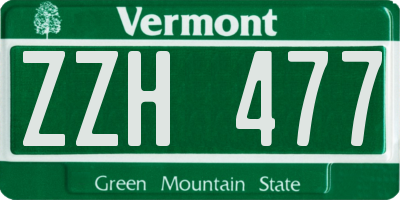 VT license plate ZZH477