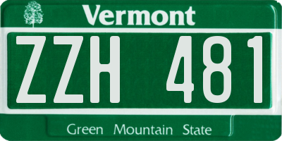 VT license plate ZZH481