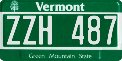 VT license plate ZZH487