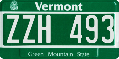 VT license plate ZZH493