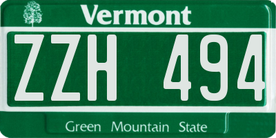 VT license plate ZZH494