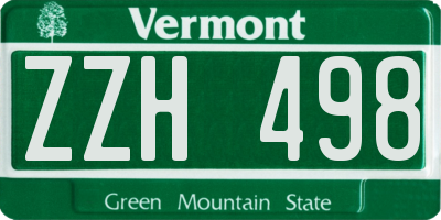 VT license plate ZZH498