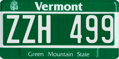 VT license plate ZZH499