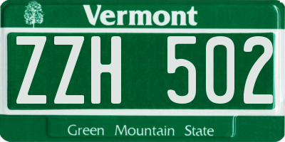 VT license plate ZZH502