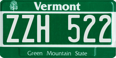 VT license plate ZZH522