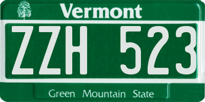 VT license plate ZZH523