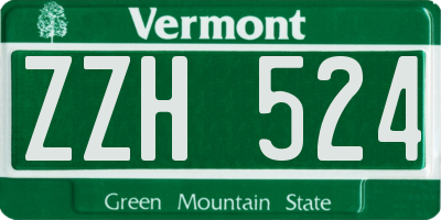VT license plate ZZH524